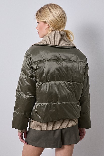 Puffer jacket with rib detail