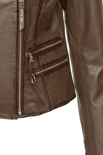 Leather jacket with zippers