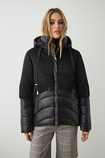 Puffer fringed jacket