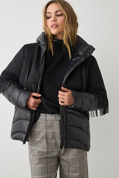 Puffer fringed jacket
