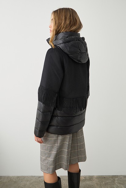 Puffer fringed jacket