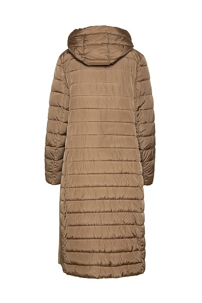 Longline puffer jacket in fabric combination