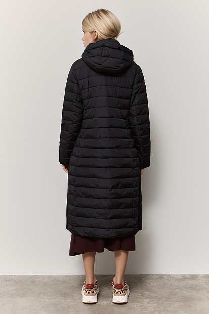 Longline puffer jacket in fabric combination