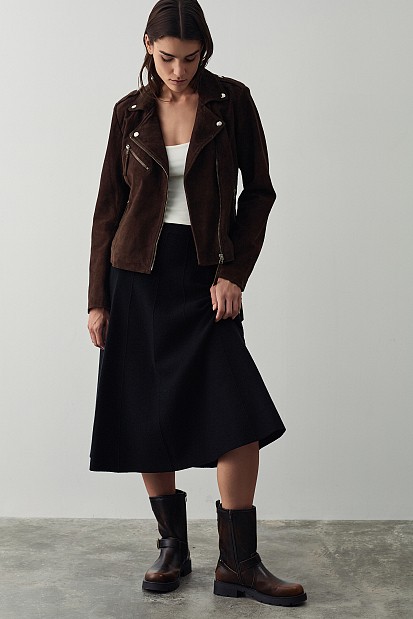 Suede jacket with zipper