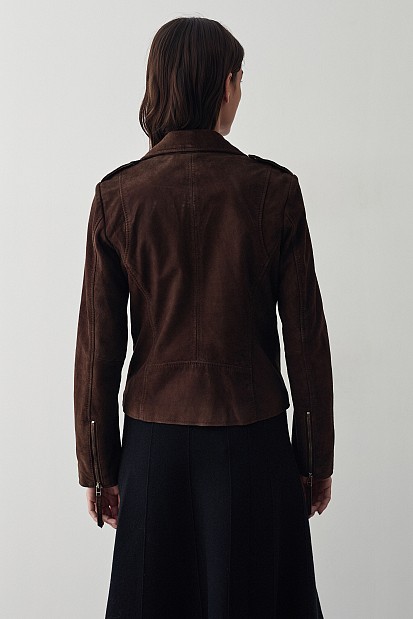 Suede jacket with zipper