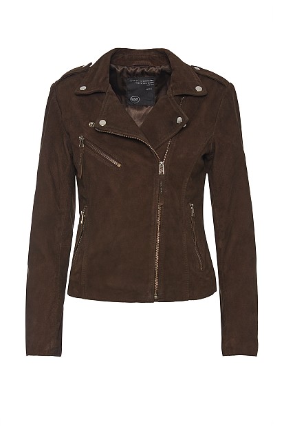 Suede jacket with zipper