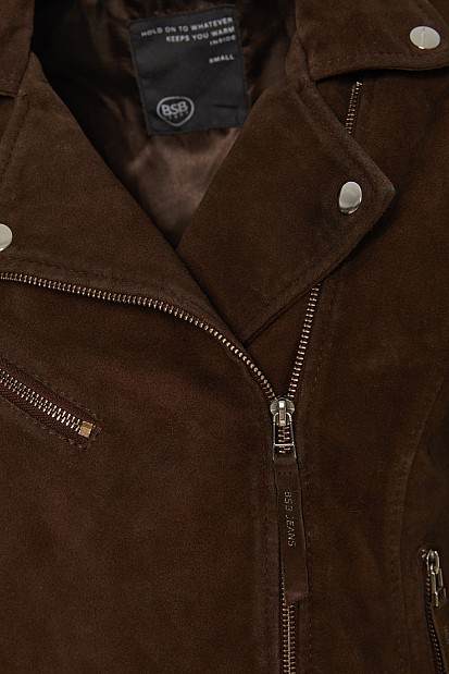 Suede jacket with zipper