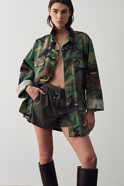 Vintage military jacket with rhinestones