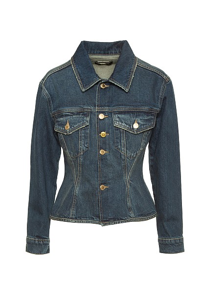 Tailored-waist denim jacket