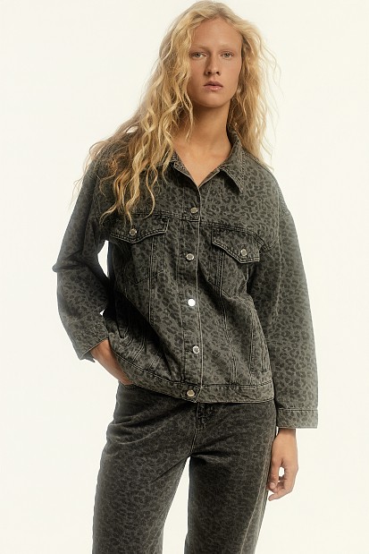 Leopard denim jacket