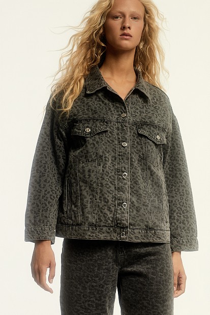 Leopard denim jacket