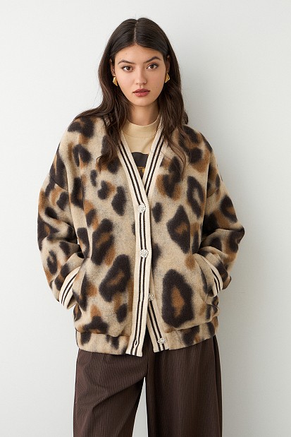 Oversized animamal print bomber jacket