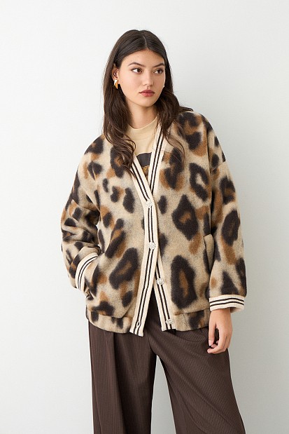 Oversized animamal print bomber jacket