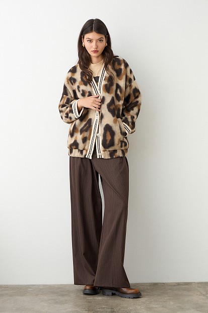Oversized animamal print bomber jacket