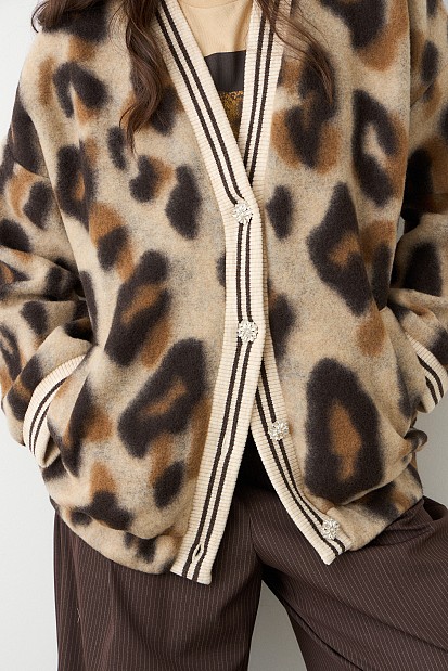 Oversized animamal print bomber jacket