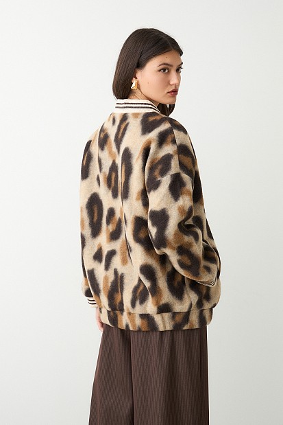 Oversized animamal print bomber jacket