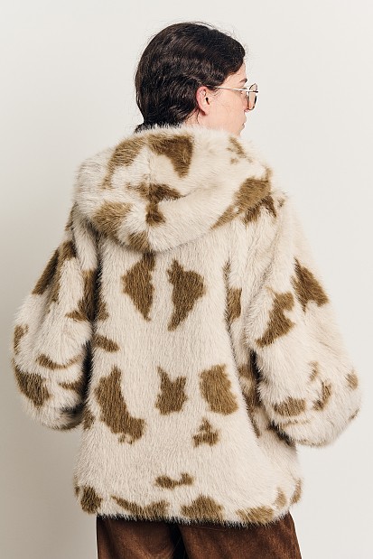 Shortline faux fur with hood