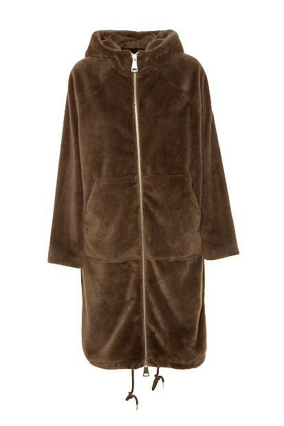 Furry coat with zipper
