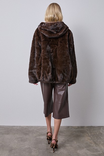 Faux fur with bejeweled buttons