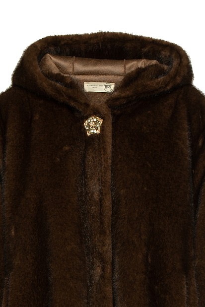 Faux fur with bejeweled buttons