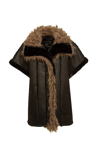 Leather look vest with fur