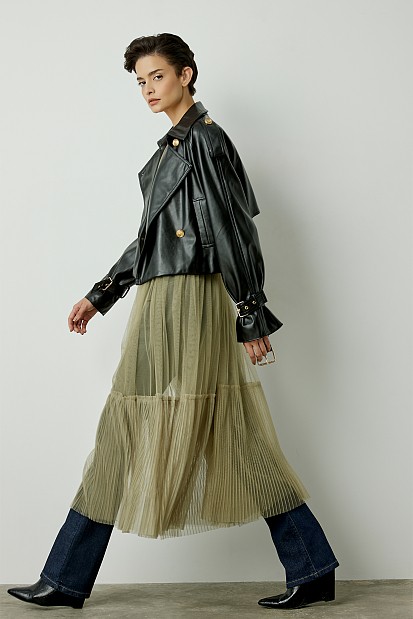 See-through dress with tulle