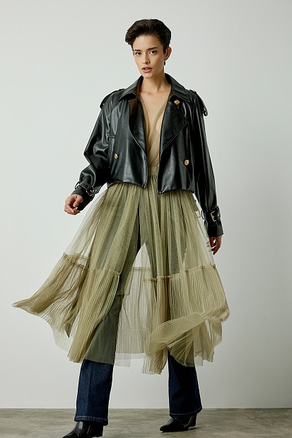 See-through dress with tulle