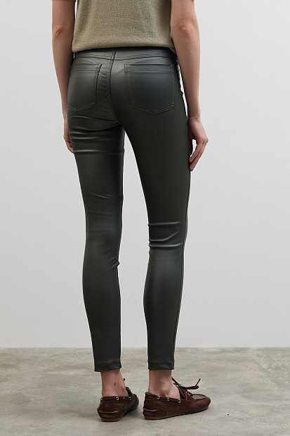 Leather look leggings with pockets