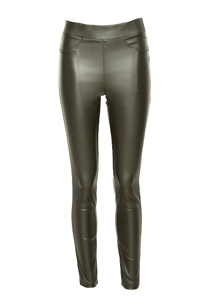 Leather look leggings with pockets