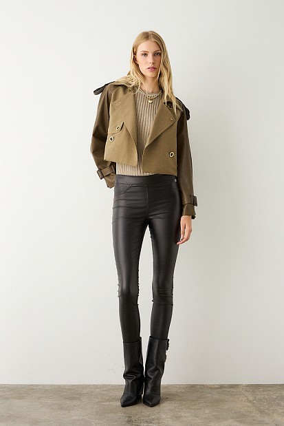 Leather look leggings with pockets