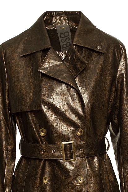 Long line leather look trenchcoat