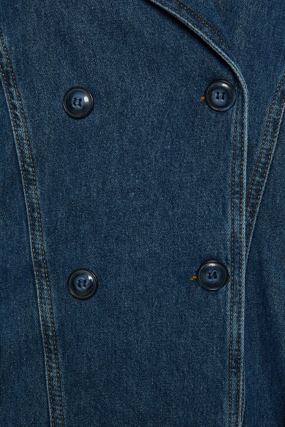 Denim short line trench coat