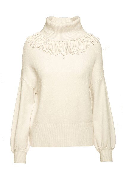Turtleneck fringed sweater