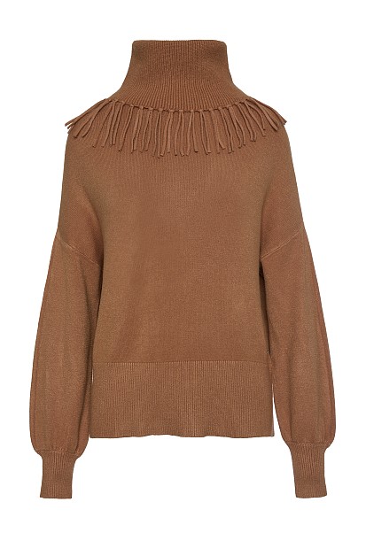 Turtleneck fringed sweater