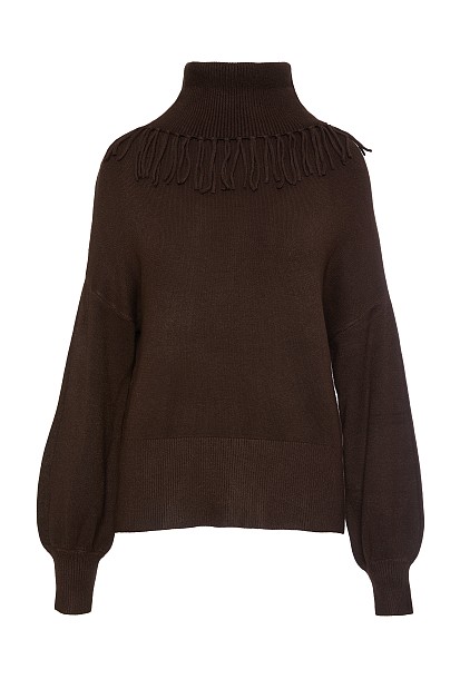 Turtleneck fringed sweater