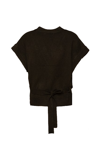Wrap sweater with short sleeves