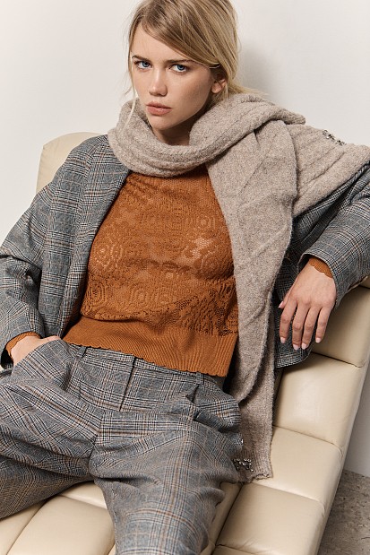 Cut-work sweater with lurex