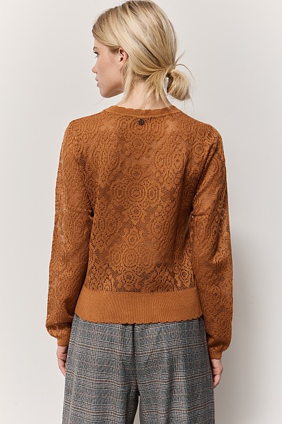 Cut-work sweater with lurex