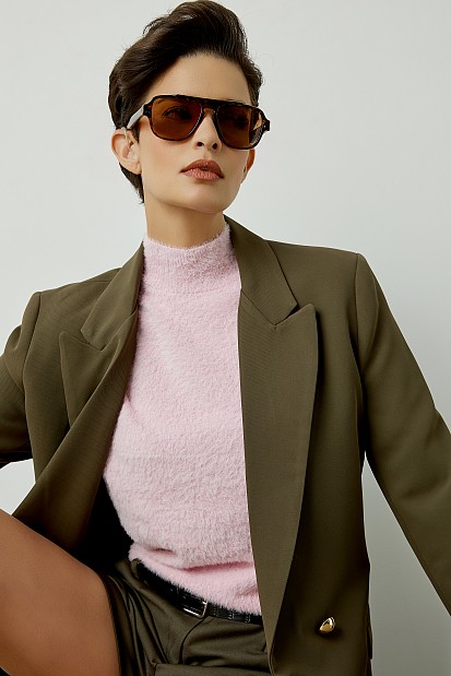 Κοντομάνικο πουλόβερ με ζιβάγκο