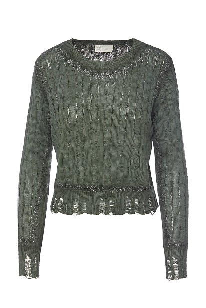 Knitted sweater with rhinestones