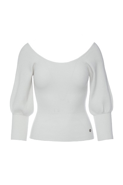 Ribbed top with ballon sleeves