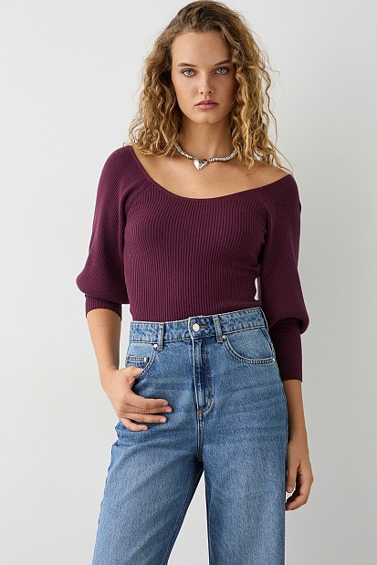 Ριπ μπλούζα με ballon μανίκια