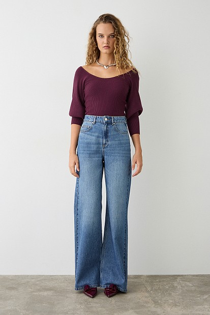 Ριπ μπλούζα με ballon μανίκια