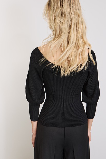 Ribbed top with ballon sleeves