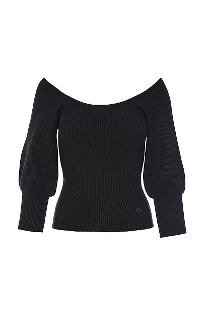 Ribbed top with ballon sleeves