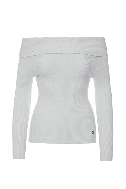 Rib sweater with off-shoulders