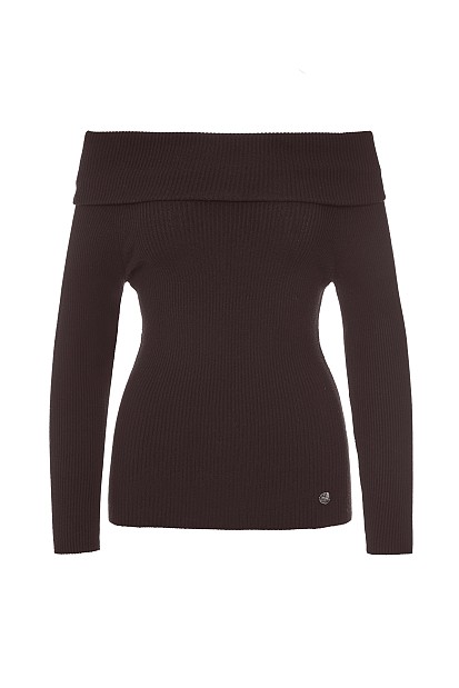 Rib sweater with off-shoulders