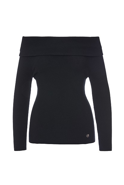 Rib πουλόβερ με έξω ώμους