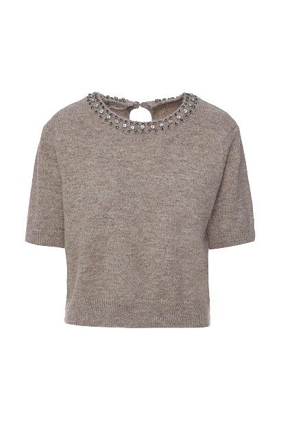 Shortleeve pullover with rhinestones