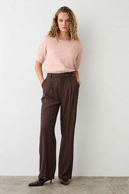 Κοντομάνικο πουλόβερ με γυαλιστερές πέτρες